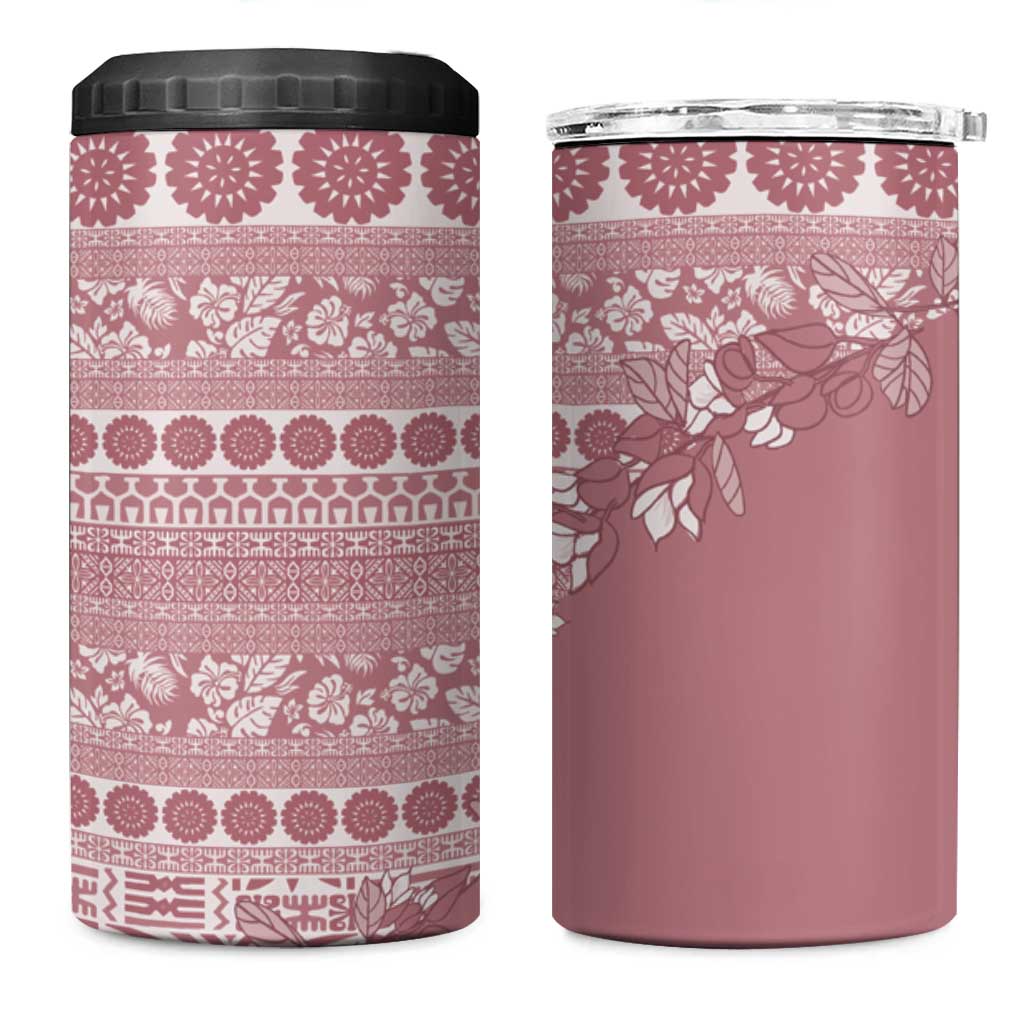 Fiji Marau na Kerisimasi 4 in 1 Can Cooler Tumbler Dusty Rose Tagimoucia Tapa Masi Tribal - Polynesian Pride