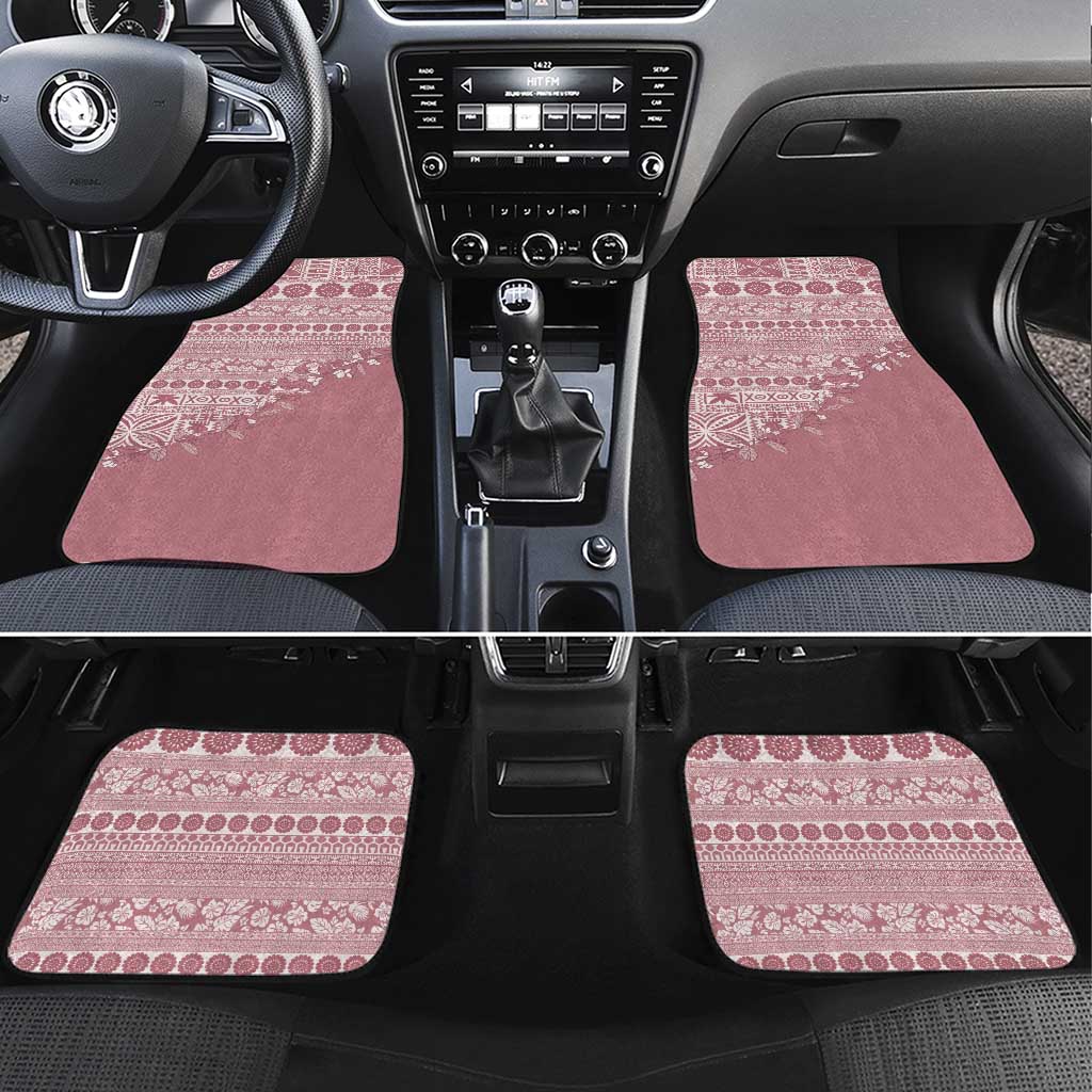 Fiji Marau na Kerisimasi Car Mats Dusty Rose Tagimoucia Tapa Masi Tribal - Polynesian Pride