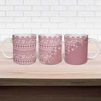 Fiji Marau na Kerisimasi Ceramic Mug Dusty Rose Tagimoucia Tapa Masi Tribal - Polynesian Pride