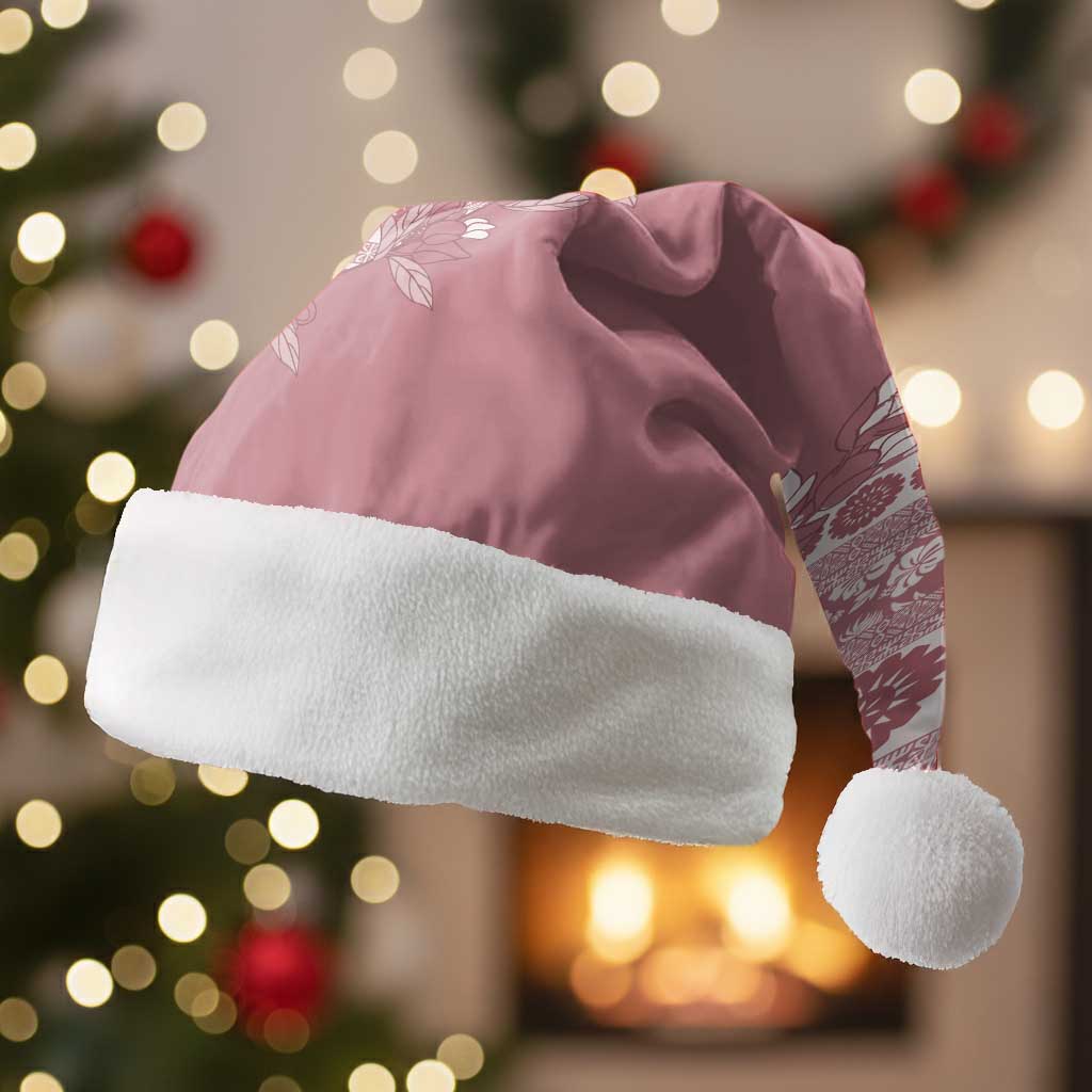 Fiji Marau na Kerisimasi Christmas Santa Hat Dusty Rose Tagimoucia Tapa Masi Tribal - Polynesian Pride