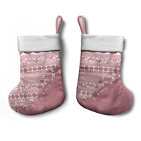 Fiji Marau na Kerisimasi Christmas Stocking Dusty Rose Tagimoucia Tapa Masi Tribal - Polynesian Pride