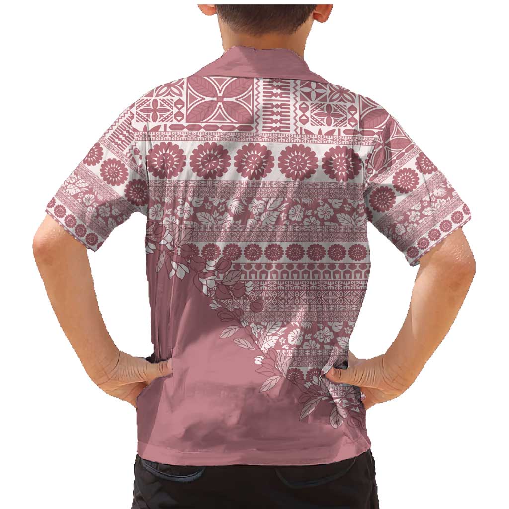 Fiji Marau na Kerisimasi Family Matching Mermaid Dress and Hawaiian Shirt Dusty Rose Tagimoucia Tapa Masi Tribal - Polynesian Pride