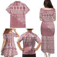 Fiji Marau na Kerisimasi Family Matching Puletasi and Hawaiian Shirt Dusty Rose Tagimoucia Tapa Masi Tribal LT9 - Polynesian Pride