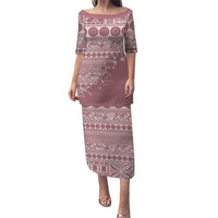 Fiji Marau na Kerisimasi Family Matching Puletasi and Hawaiian Shirt Dusty Rose Tagimoucia Tapa Masi Tribal LT9 Mom's Dress Pink - Polynesian Pride