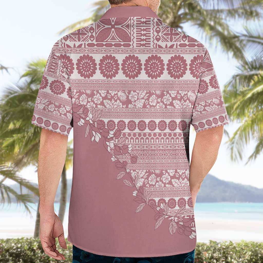 Fiji Marau na Kerisimasi Hawaiian Shirt Dusty Rose Tagimoucia Tapa Masi Tribal - Polynesian Pride