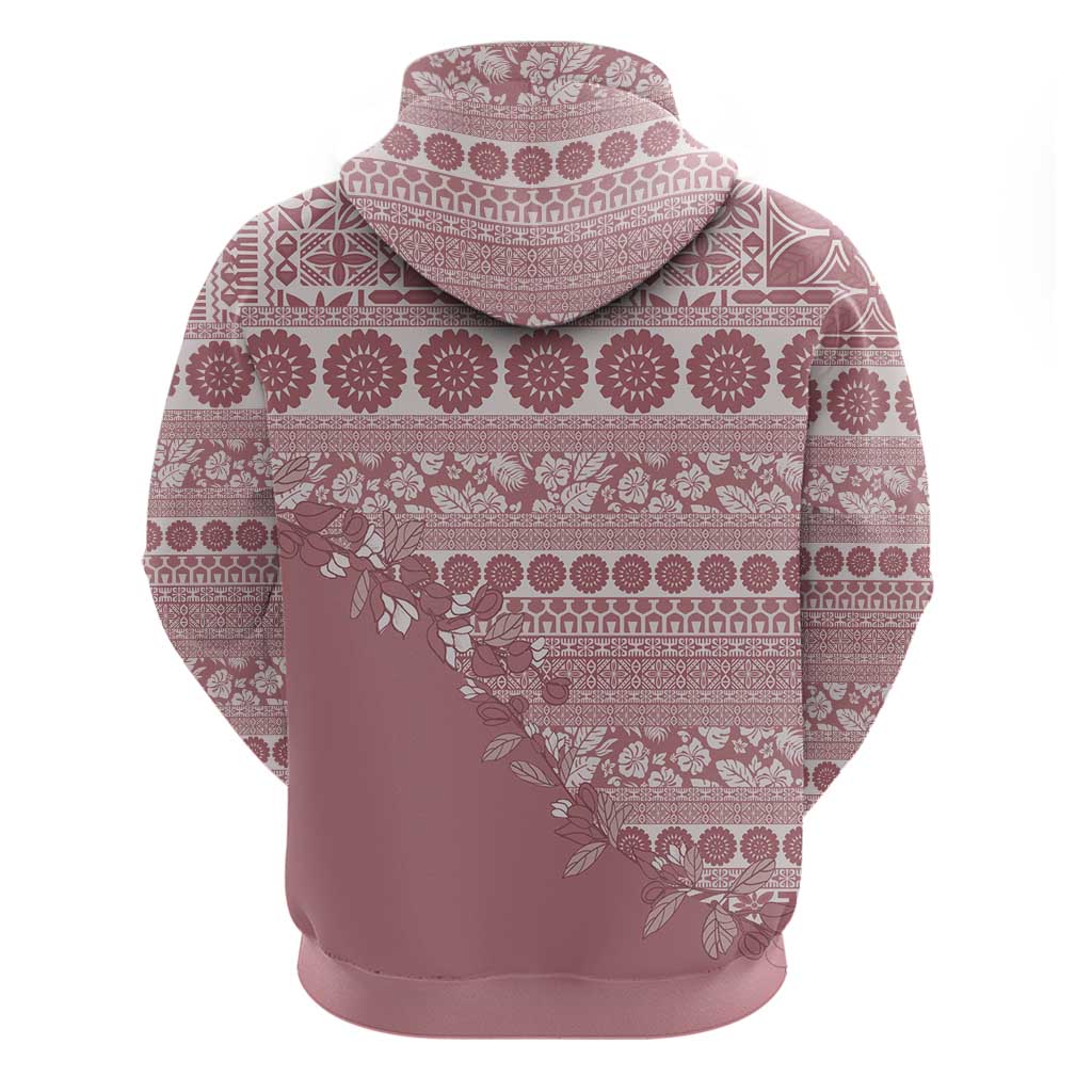 Fiji Marau na Kerisimasi Hoodie Dusty Rose Tagimoucia Tapa Masi Tribal - Polynesian Pride