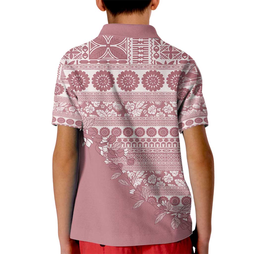 Fiji Marau na Kerisimasi Kid Polo Shirt Dusty Rose Tagimoucia Tapa Masi Tribal - Polynesian Pride