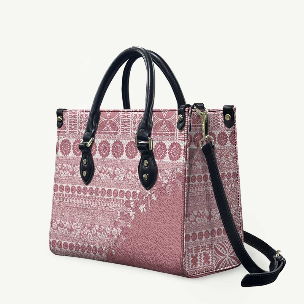 Fiji Marau na Kerisimasi Leather Bag Dusty Rose Tagimoucia Tapa Masi Tribal - Polynesian Pride