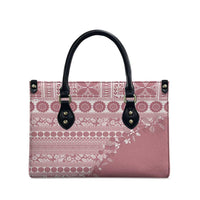 Fiji Marau na Kerisimasi Leather Bag Dusty Rose Tagimoucia Tapa Masi Tribal - Polynesian Pride