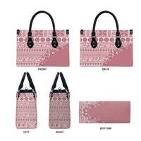 Fiji Marau na Kerisimasi Leather Bag Dusty Rose Tagimoucia Tapa Masi Tribal - Polynesian Pride