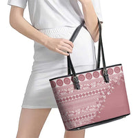 Fiji Marau na Kerisimasi Leather Tote Bag Dusty Rose Tagimoucia Tapa Masi Tribal - Polynesian Pride
