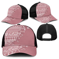 Fiji Marau na Kerisimasi Mesh Trucker Cap Dusty Rose Tagimoucia Tapa Masi Tribal - Polynesian Pride