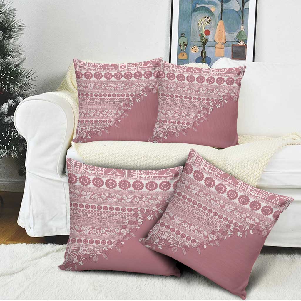 Fiji Marau na Kerisimasi Pillow Cover Dusty Rose Tagimoucia Tapa Masi Tribal - Polynesian Pride