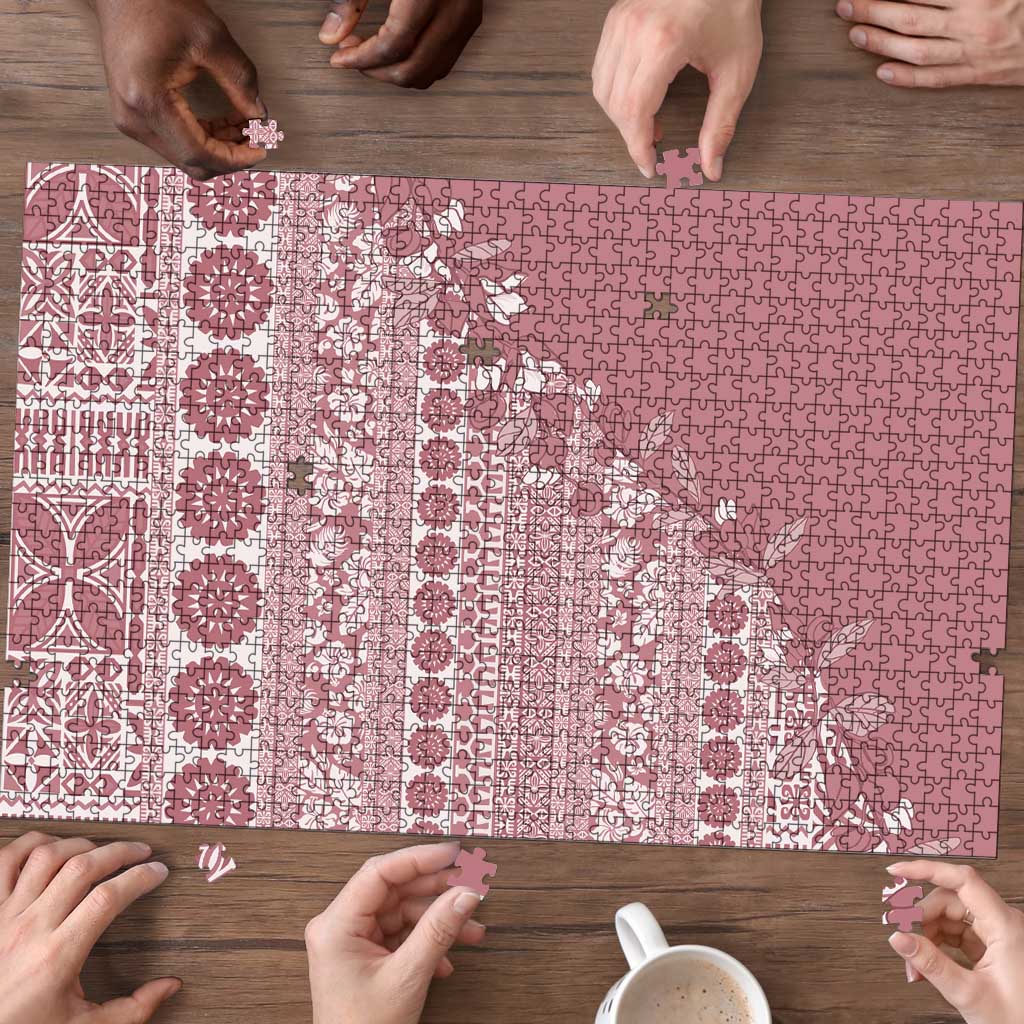 Fiji Marau na Kerisimasi Puzzle Dusty Rose Tagimoucia Tapa Masi Tribal - Polynesian Pride