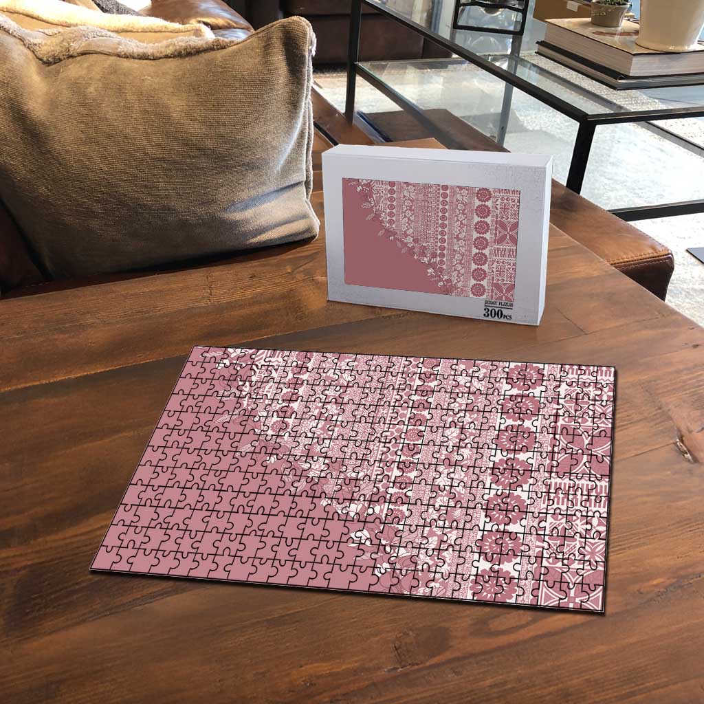 Fiji Marau na Kerisimasi Puzzle Dusty Rose Tagimoucia Tapa Masi Tribal - Polynesian Pride