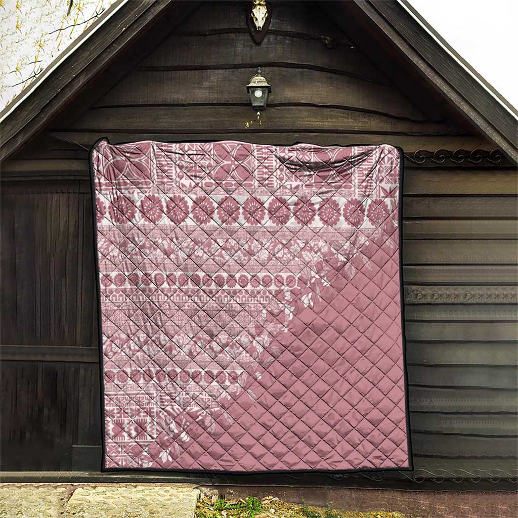 Fiji Marau na Kerisimasi Quilt Dusty Rose Tagimoucia Tapa Masi Tribal - Polynesian Pride