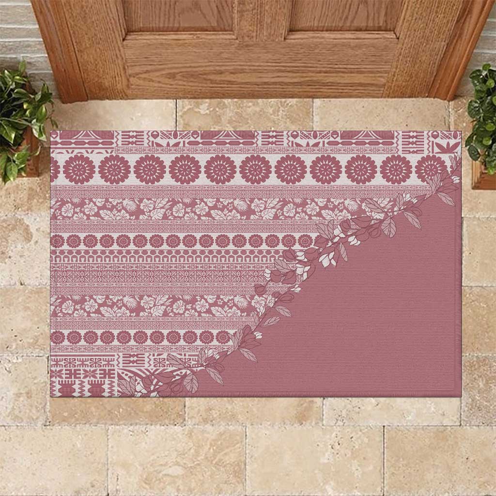 Fiji Marau na Kerisimasi Rubber Doormat Dusty Rose Tagimoucia Tapa Masi Tribal - Polynesian Pride