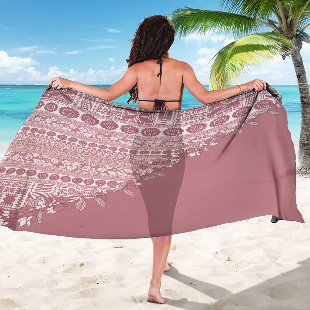 Fiji Marau na Kerisimasi Sarong Dusty Rose Tagimoucia Tapa Masi Tribal - Polynesian Pride