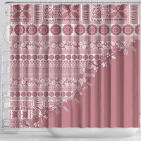 Fiji Marau na Kerisimasi Shower Curtain Dusty Rose Tagimoucia Tapa Masi Tribal - Polynesian Pride