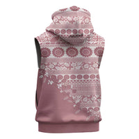 Fiji Marau na Kerisimasi Sleeveless Hoodie Dusty Rose Tagimoucia Tapa Masi Tribal - Polynesian Pride
