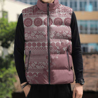 Fiji Marau na Kerisimasi Sleeveless Puffer Jacket Dusty Rose Tagimoucia Tapa Masi Tribal - Polynesian Pride