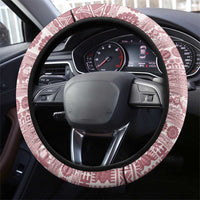 Fiji Marau na Kerisimasi Steering Wheel Cover Dusty Rose Tagimoucia Tapa Masi Tribal - Polynesian Pride