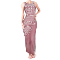 Fiji Marau na Kerisimasi Tank Maxi Dress Dusty Rose Tagimoucia Tapa Masi Tribal - Polynesian Pride