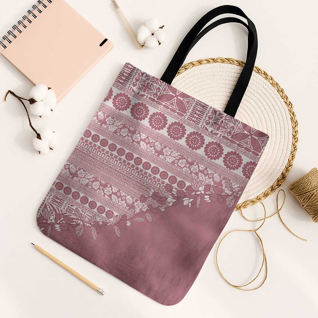 Fiji Marau na Kerisimasi Tote Bag Dusty Rose Tagimoucia Tapa Masi Tribal - Polynesian Pride
