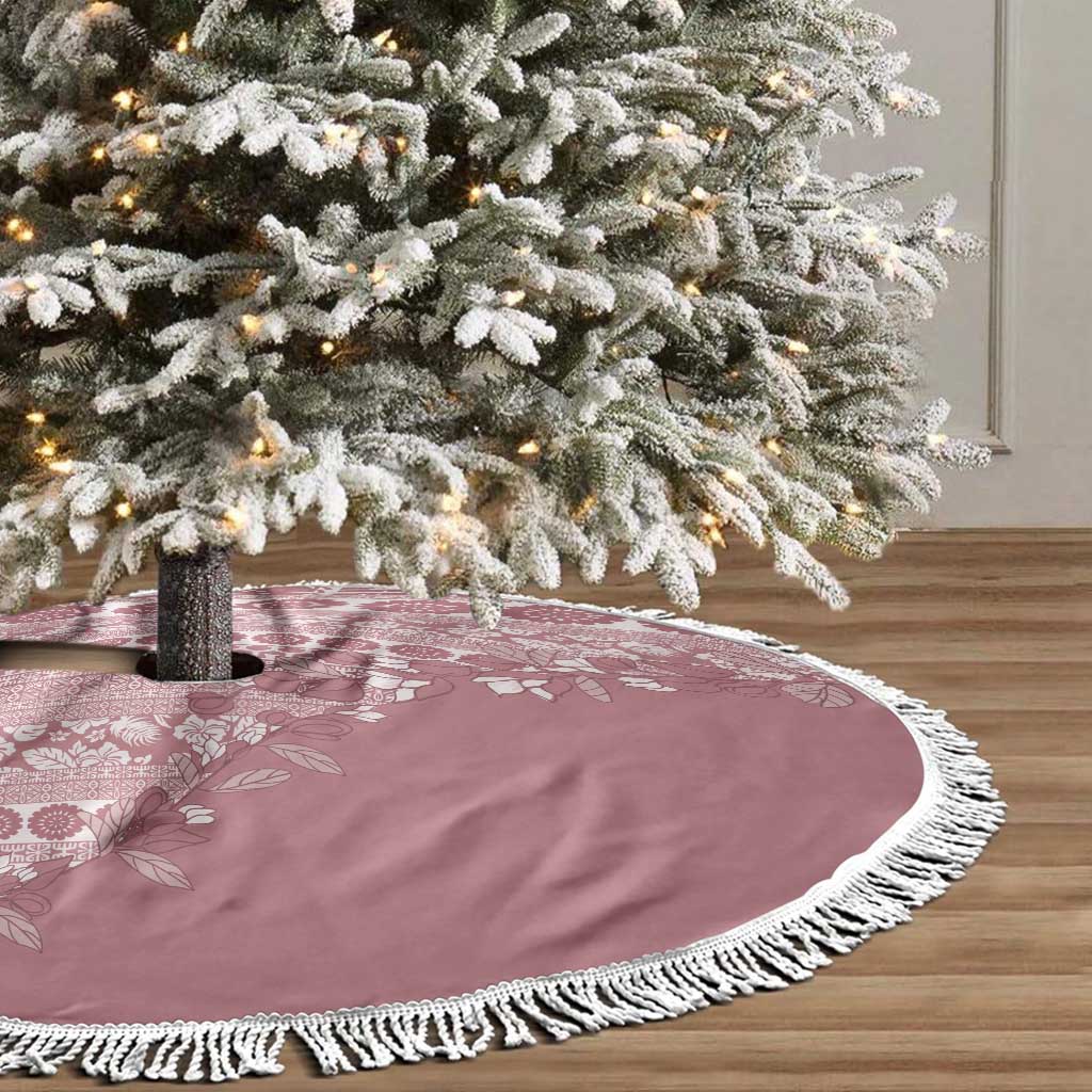 Fiji Marau na Kerisimasi Tree Skirt Dusty Rose Tagimoucia Tapa Masi Tribal - Polynesian Pride