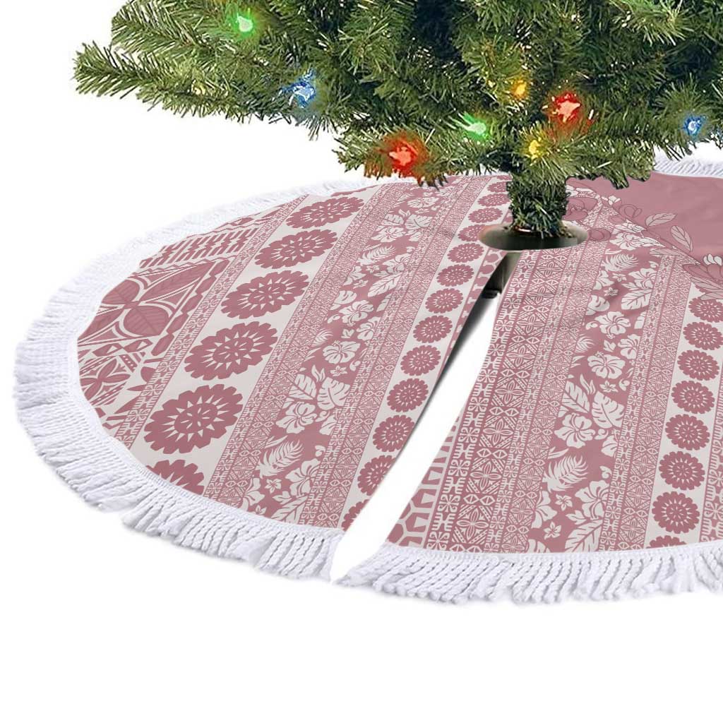 Fiji Marau na Kerisimasi Tree Skirt Dusty Rose Tagimoucia Tapa Masi Tribal - Polynesian Pride