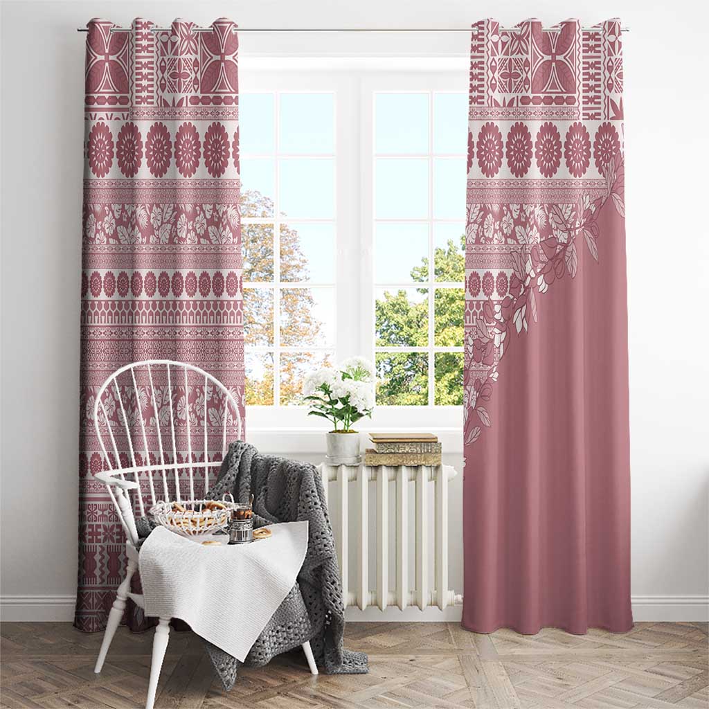 Fiji Marau na Kerisimasi Window Curtain Dusty Rose Tagimoucia Tapa Masi Tribal - Polynesian Pride