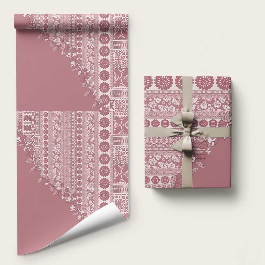 Fiji Marau na Kerisimasi Wrapping Paper Dusty Rose Tagimoucia Tapa Masi Tribal - Polynesian Pride