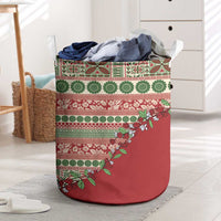 Fiji Marau na Kerisimasi Laundry Basket Red Tagimoucia Tapa Masi Tribal - Polynesian Pride