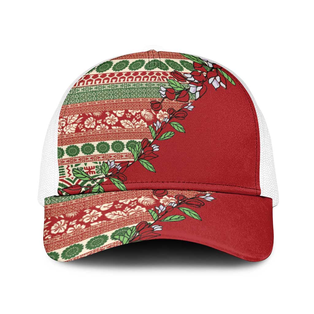 Fiji Marau na Kerisimasi Baseball Net Cap Red Tagimoucia Tapa Masi Tribal - Polynesian Pride
