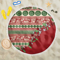 Fiji Marau na Kerisimasi Beach Blanket Red Tagimoucia Tapa Masi Tribal - Polynesian Pride