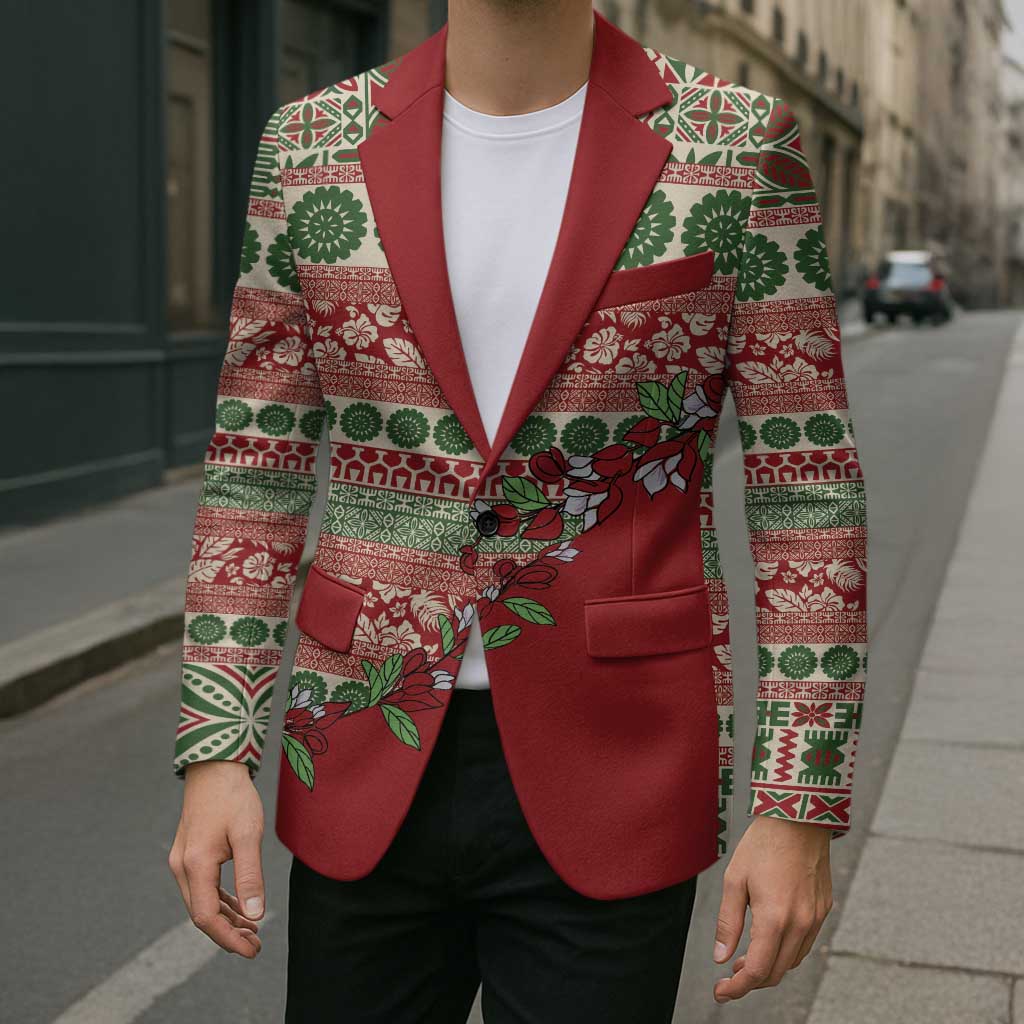 Fiji Marau na Kerisimasi Blazer Red Tagimoucia Tapa Masi Tribal - Polynesian Pride