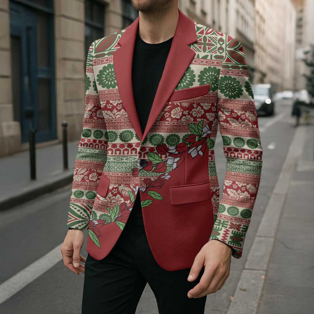 Fiji Marau na Kerisimasi Blazer Red Tagimoucia Tapa Masi Tribal - Polynesian Pride