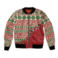 Fiji Marau na Kerisimasi Bomber Jacket Red Tagimoucia Tapa Masi Tribal - Polynesian Pride