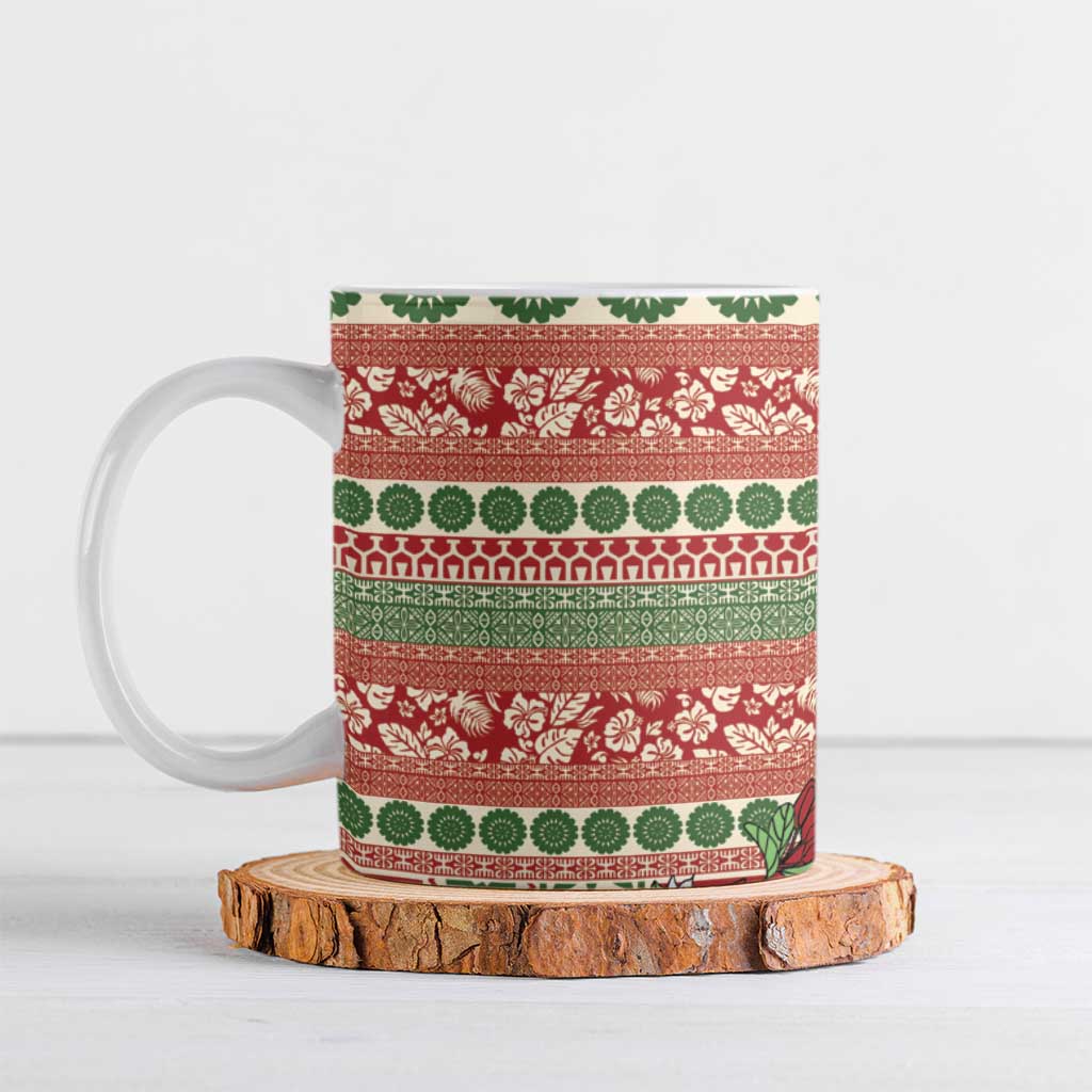Fiji Marau na Kerisimasi Ceramic Mug Red Tagimoucia Tapa Masi Tribal - Polynesian Pride