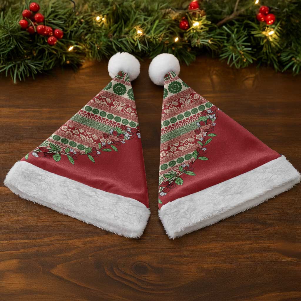 Fiji Marau na Kerisimasi Christmas Santa Hat Red Tagimoucia Tapa Masi Tribal - Polynesian Pride