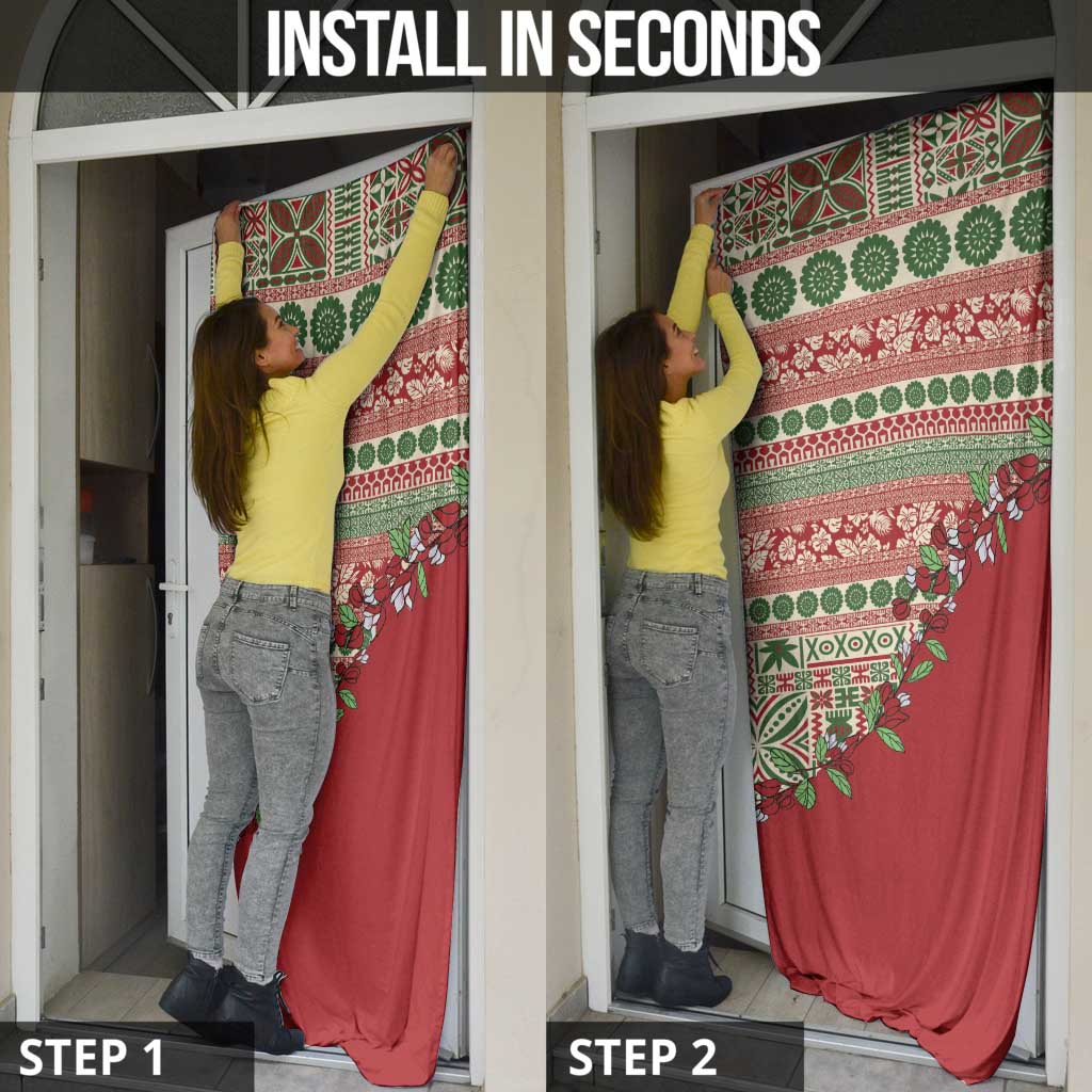 Fiji Marau na Kerisimasi Door Cover Red Tagimoucia Tapa Masi Tribal - Polynesian Pride