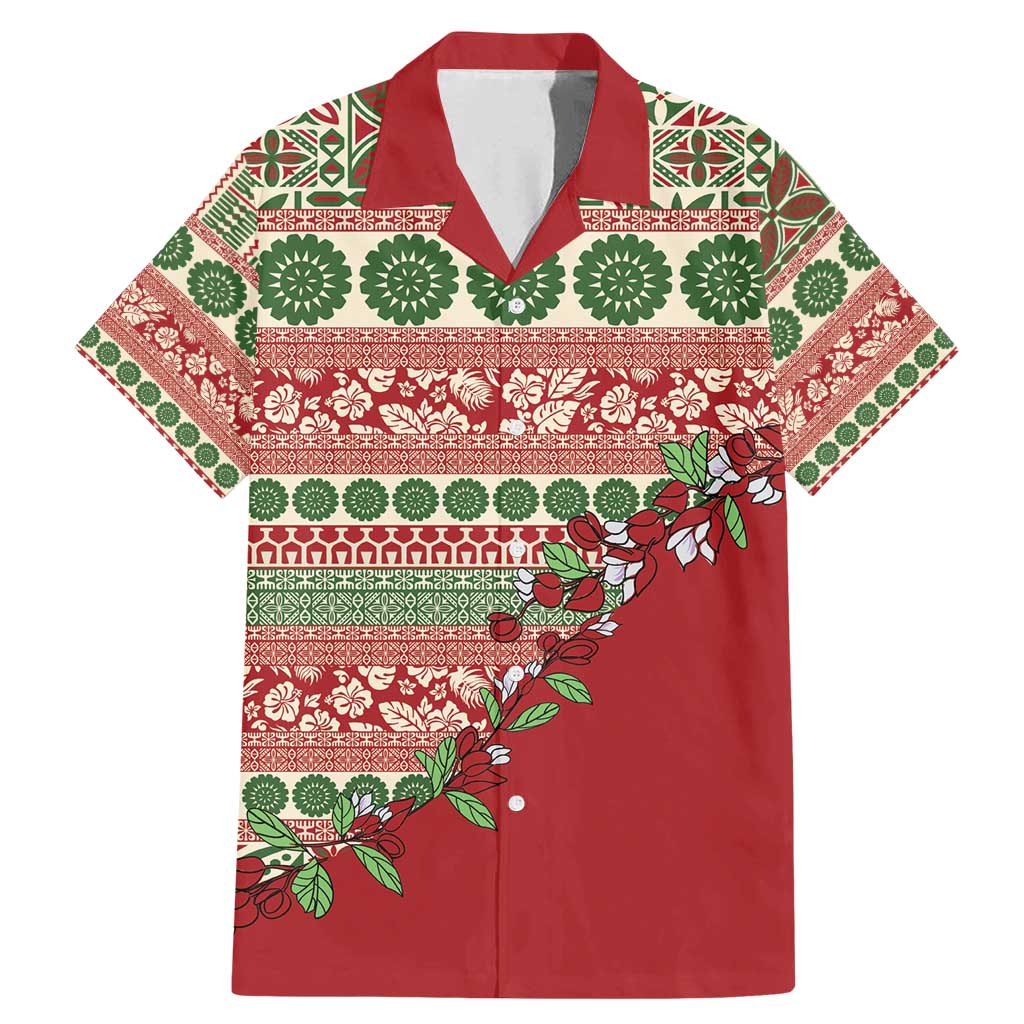 Fiji Marau na Kerisimasi Family Matching Mermaid Dress and Hawaiian Shirt Red Tagimoucia Tapa Masi Tribal - Polynesian Pride