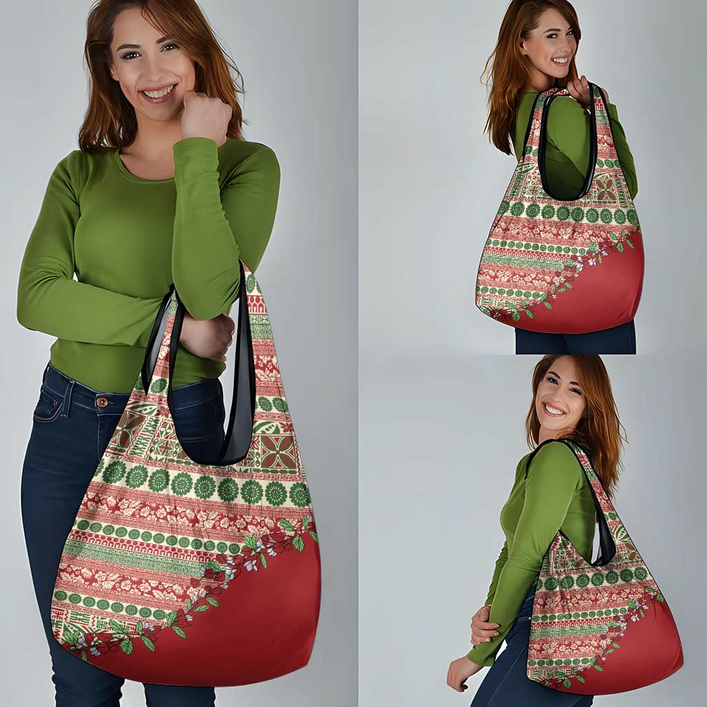 Fiji Marau na Kerisimasi Grocery Bag Red Tagimoucia Tapa Masi Tribal - Polynesian Pride