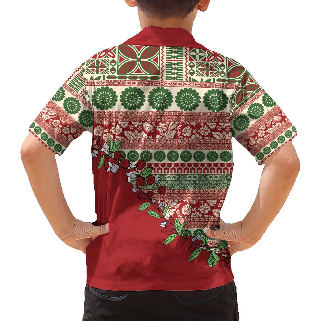 Fiji Marau na Kerisimasi Hawaiian Shirt Red Tagimoucia Tapa Masi Tribal - Polynesian Pride