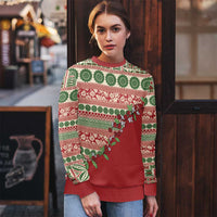 Fiji Marau na Kerisimasi Ugly Christmas Sweater Red Tagimoucia Tapa Masi Tribal - Polynesian Pride