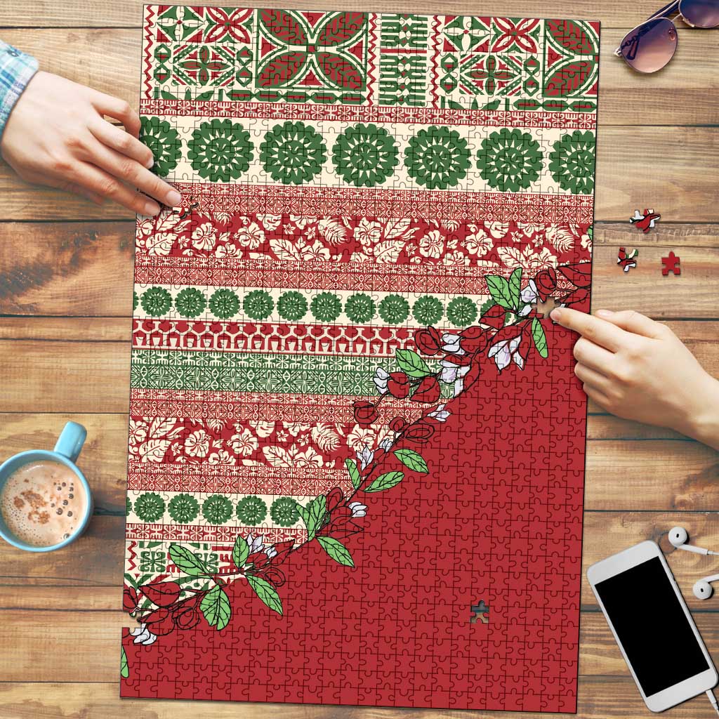 Fiji Marau na Kerisimasi Puzzle Red Tagimoucia Tapa Masi Tribal - Polynesian Pride