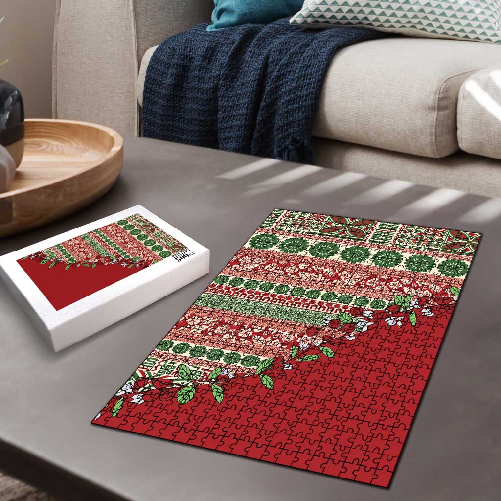 Fiji Marau na Kerisimasi Puzzle Red Tagimoucia Tapa Masi Tribal - Polynesian Pride