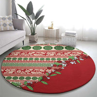 Fiji Marau na Kerisimasi Round Carpet Red Tagimoucia Tapa Masi Tribal - Polynesian Pride
