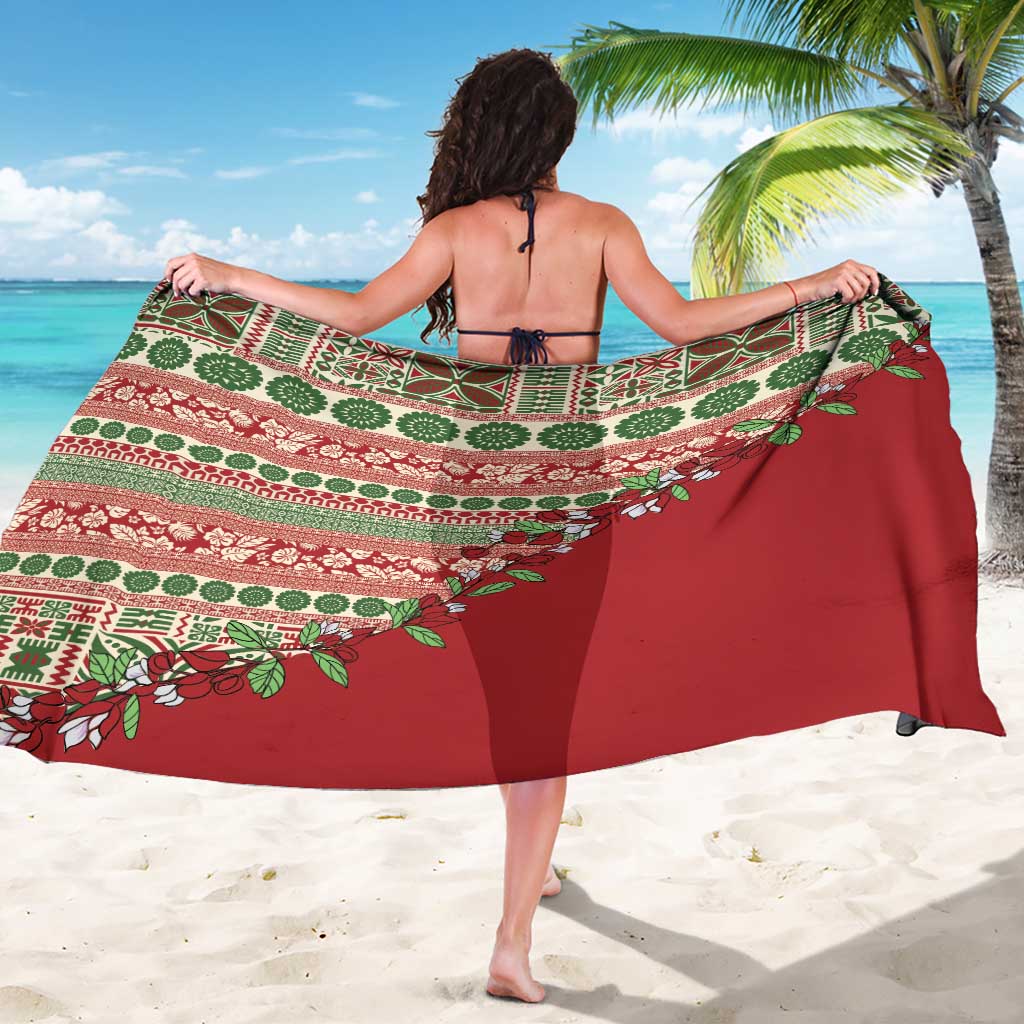 Fiji Marau na Kerisimasi Sarong Red Tagimoucia Tapa Masi Tribal - Polynesian Pride