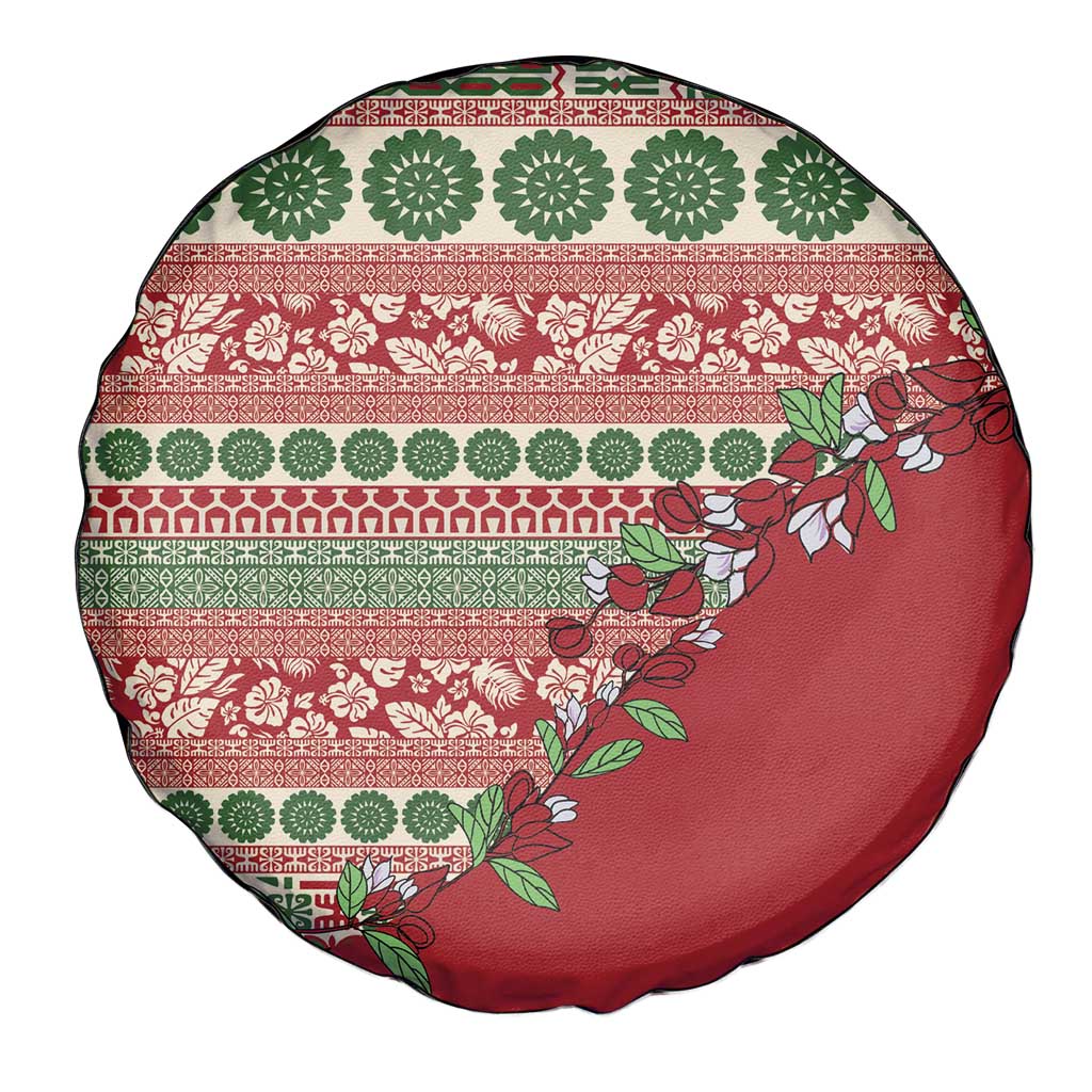 Fiji Marau na Kerisimasi Spare Tire Cover Red Tagimoucia Tapa Masi Tribal - Polynesian Pride